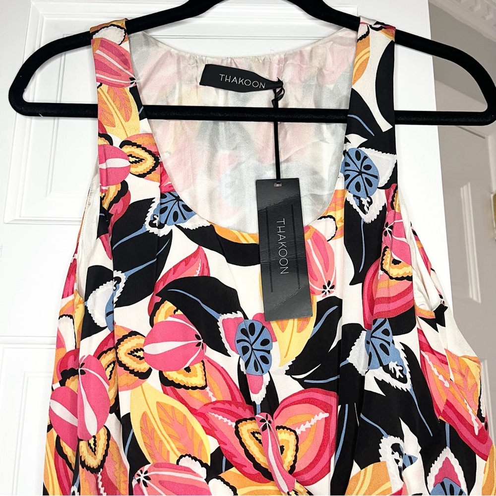 Thakoon 100% Silk Multicolor Floral Midi Dress